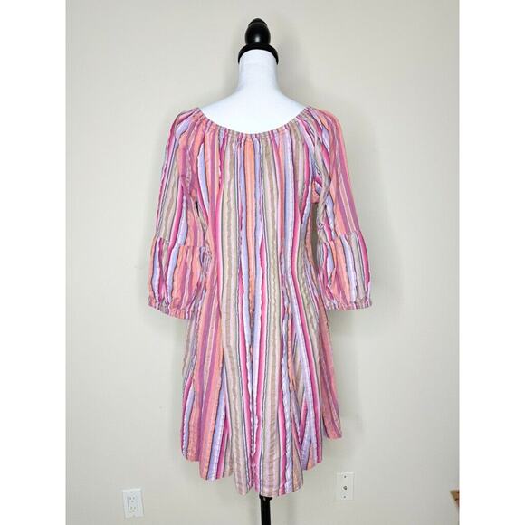 Uncle Frank Purple Haze Dress Striped Flowy Boho Bohemian Medium Pink Ruffle - Picture 5 of 9